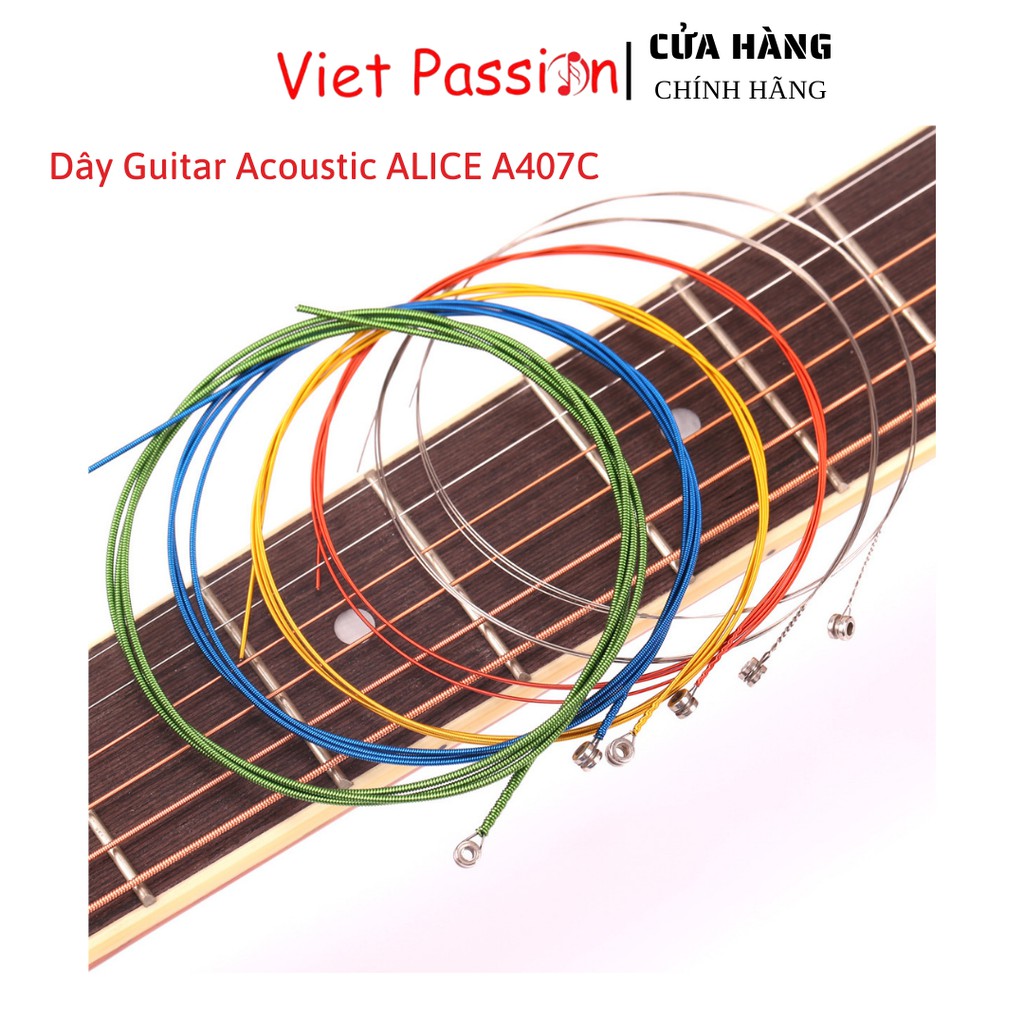 Dây đàn guitar acoustic Alice A407C chính hãng dây sắt nhiều màu sắc cầu vồng vietpassion