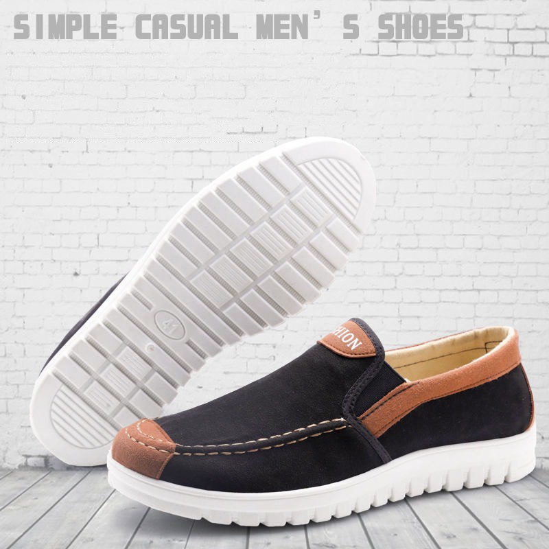 Giày lười vải nhung nam Logo 2 màu êm chân đẹp đơn giản | BigBuy360 - bigbuy360.vn