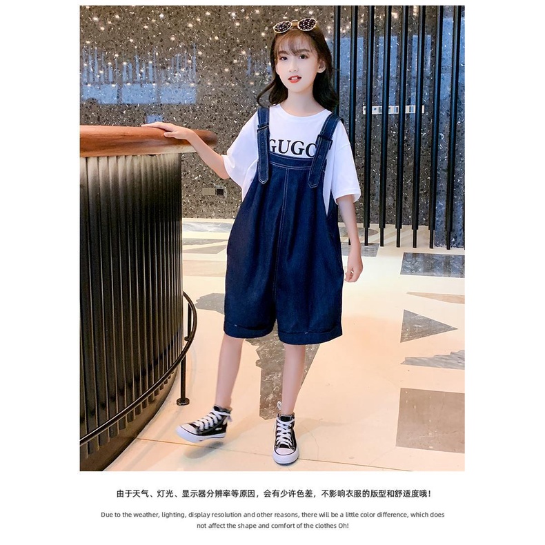 Bộ Quần Yếm denim Thời Trang Mùa Hè Năng Động Dành Cho Bé Gái 1-10 Tuổi