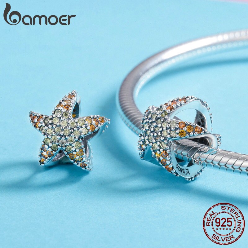 Hạt Phụ Kiện Bamoer SCC586 Hình Sao Biển Bắt Mắt Xỏ Vòng Tay Trang Trí