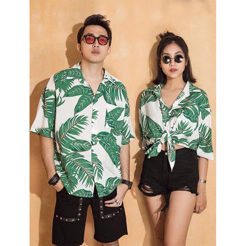( Giá rẻ vô địch) ÁO SƠ MI LỤA THÁI ĐI BIỂN HỌA TIẾT HAWAII, SƠ MI HOA LÁ, NHÓM