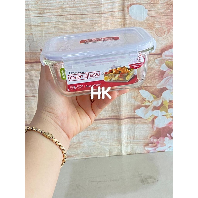 (1 HỘP ) Hộp thuỷ tinh chịu nhiệt Lock&Lock 420ml - HÀNG CHÍNH HÃNG 100%