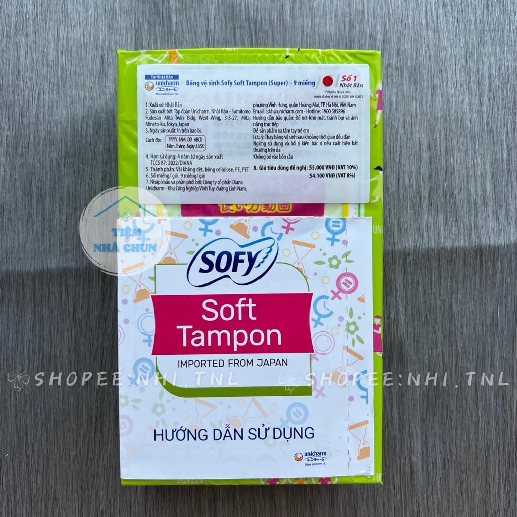 Băng Vệ Sinh Sofy Soft Tampon Super Siêu Thấm Nhật Bản Gói 9 Ống