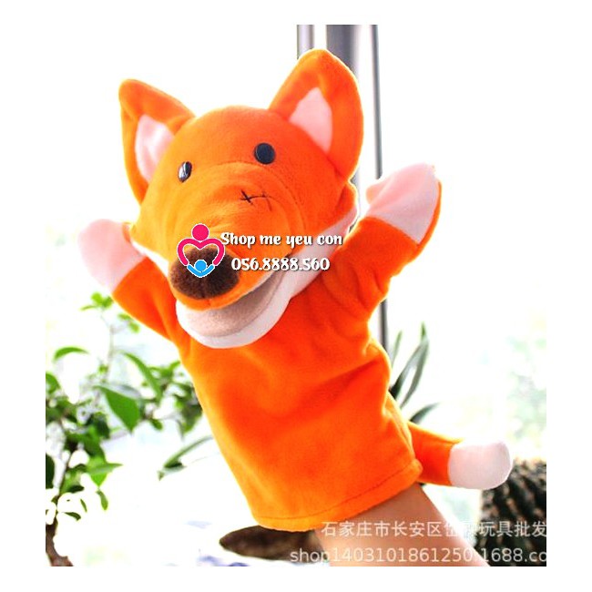 Rối bàn tay kể chuyện chú CÁO fox MẦU CAM - miệng há mở được