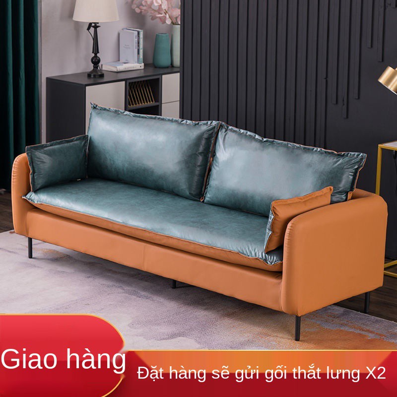 Sofa vải hiện đại kích thước đơn giản phòng khách chung cư ba người nội thất ghế trường kỷ cao su công nghệ kết hợp