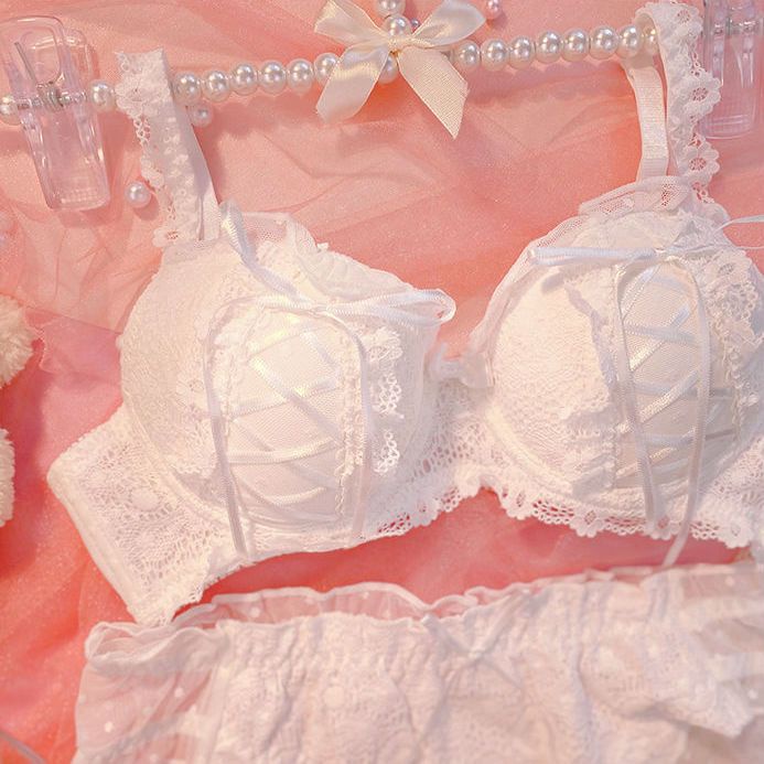 Bộ Đồ Lót Không Gọng Thép Kiểu Lolita Nhật Bản Dễ Thương Cho Bạn Gái
