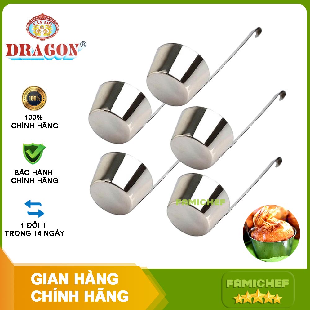 Bộ 5 Khuôn Làm Bánh Cóng Inox 304 Không Gỉ Cán Dài 20CM