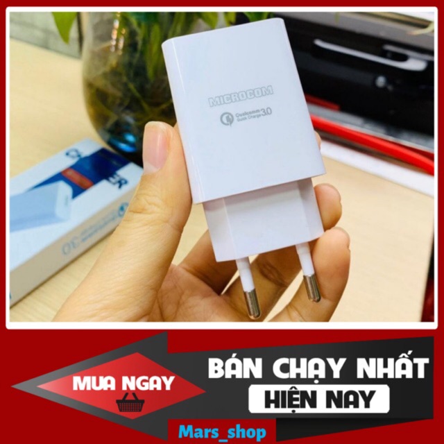 Củ Sạc Nhanh 15W Microcom QC6 Đẩy Dòng Lên Đến 3.0A