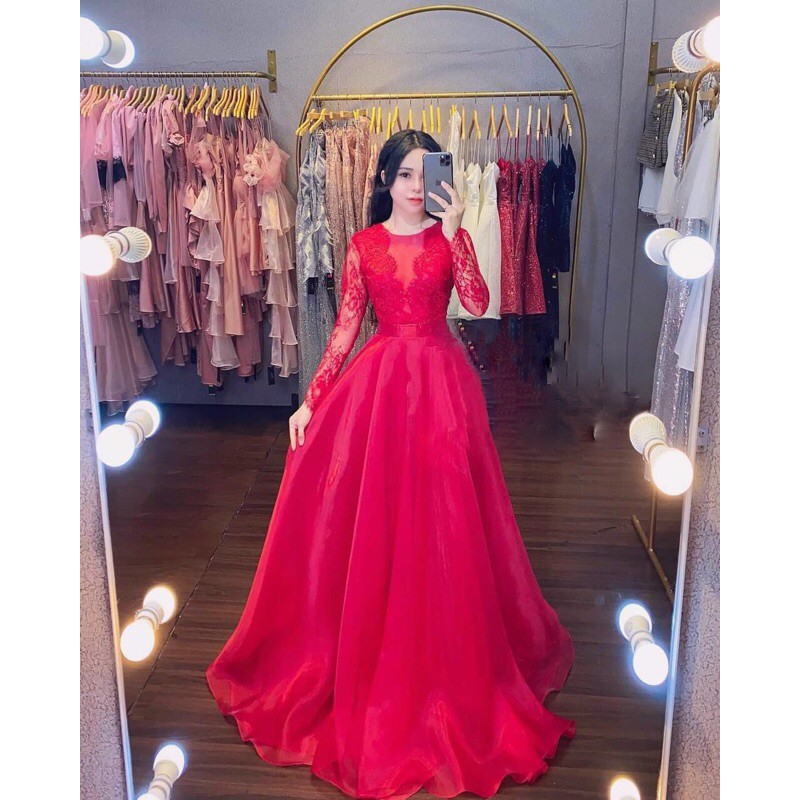 Đầm dự tiệc mặc cưới TRIPBLE T DRESS tay dài phối ren -Size M/L - MS269V