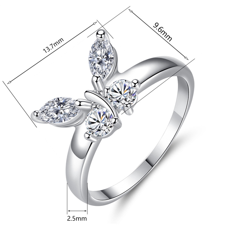 Nhẫn Bạc 925 Đính Đá Sapphire Trắng Sz 5-10