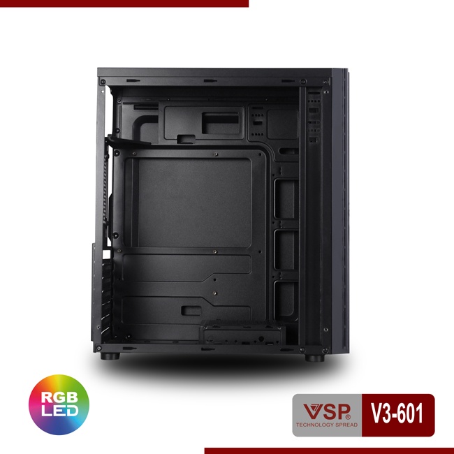 Thùng máy tính Case VSP V3 601 (ĐEN) Gaming Nắp hông nhựa ABS - Chính hãng