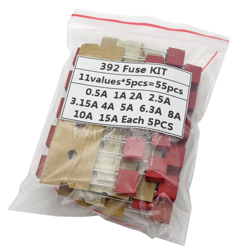 Set 55 Cầu Chì Nhựa 392 0.5A 1A 2A 2.5A 3.15A 4A 5A 6.3A 8A 10A 15A 250V