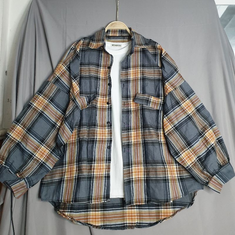 Sơ Mi Caro Tay Dài Form Rộng Unisex Nam Nữ