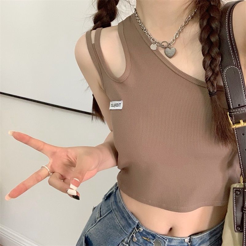 Áo Hai Dây Dáng Ôm Ngắn Hở Vai Thời Trang Mùa Thu Dành Cho Nữ