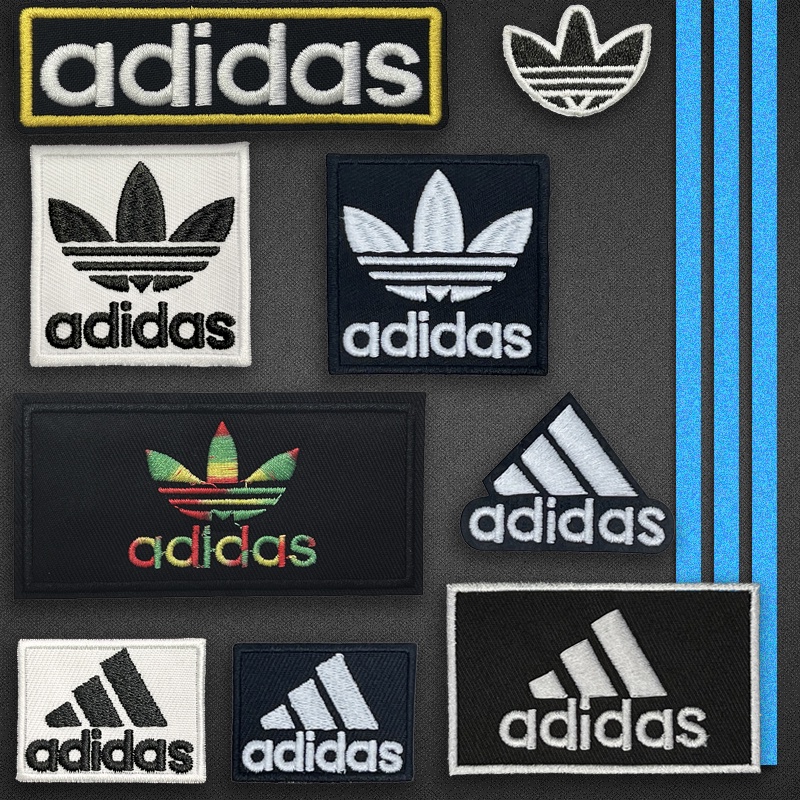ADIDAS Miếng Dán Trang Trí Quần Áo Đi Học Bằng Vải Thêu Họa Tiết Cỏ Ba Lá Thời Trang