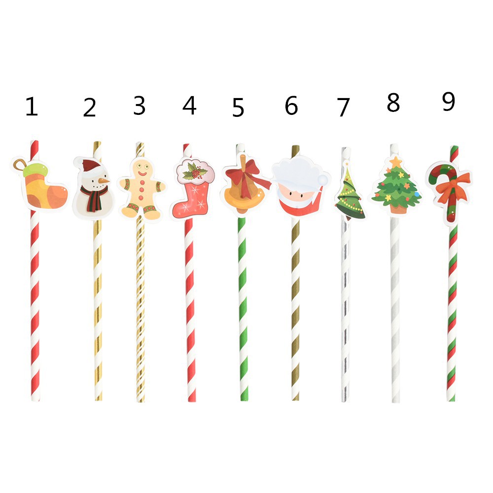 10 ống hút dán các hình dán trang trí Giáng Sinh