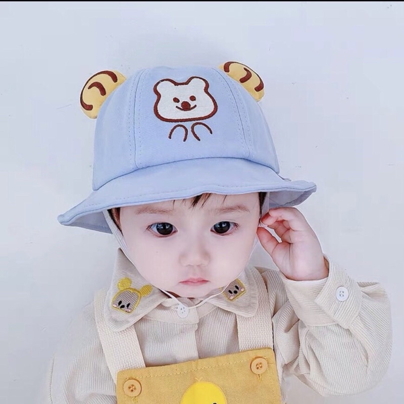 Mũ nón vành tai gấu cho bé 6-24 tháng có quai cực xinh