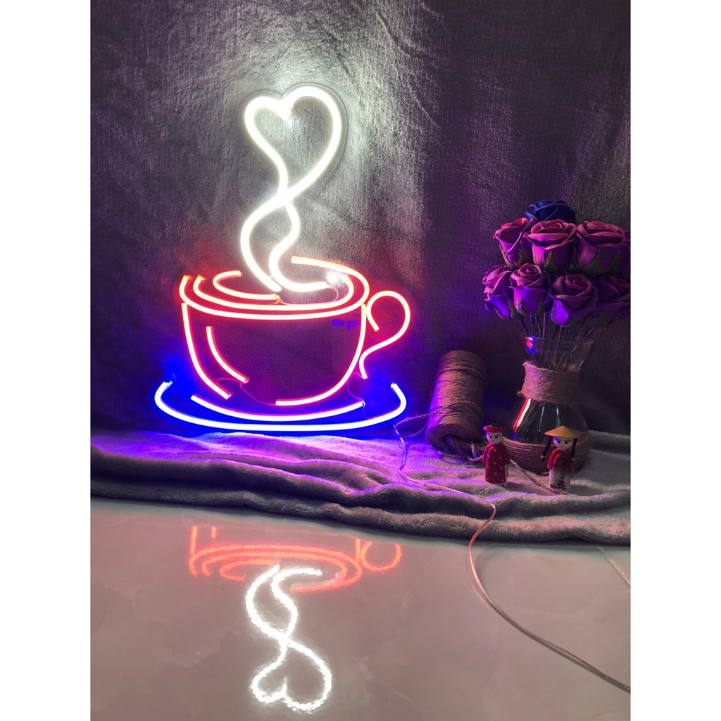 Đèn Led Trang Trí Neon Sight, hình ly cafe(nhận làm theo yêu cầu)