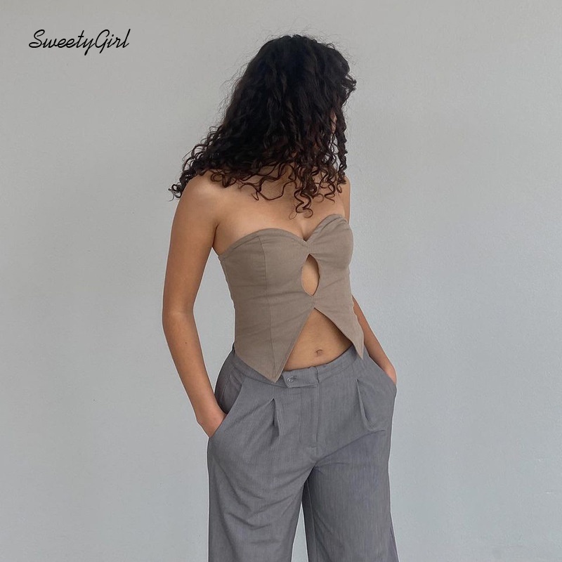 Áo ống màu trơn hở vai dáng ôm gợi cảm thời trang cho nữ