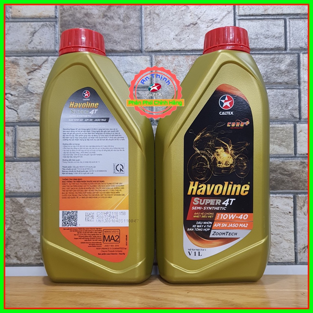 Nhớt Xe Số Và Côn Tay Caltex Havoline SUPER 4T Bán Tổng Hợp 10W40 Và 20W50-SN-CAO CẤP CHÍNH HÃNG.Dung Tích 1L Và 800ml.