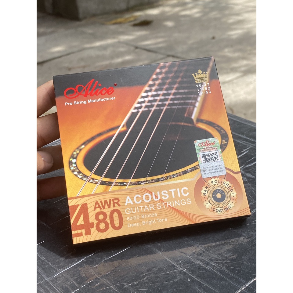 Dây Đàn Guitar Acoustic AWR480 Alice công nghệ phủ nano đa lớp - Chống rỉ sét tuổi thọ cao - Chốt CH Alice Bộ 6 dây