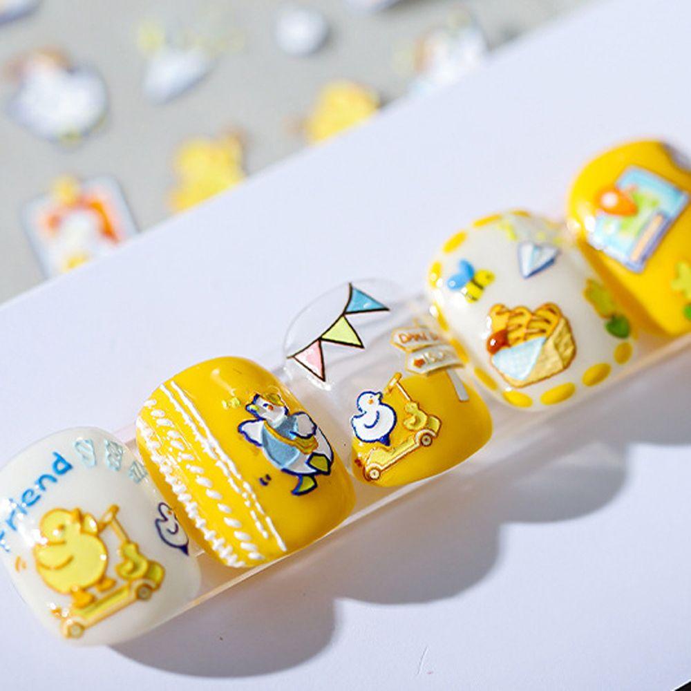 LILYES Miếng Dán Trang Trí Móng Tay 3D Tự Dính Họa Tiết Hoạt Hình Gấu Và Bánh Kem Dâu Tây Dễ Thương