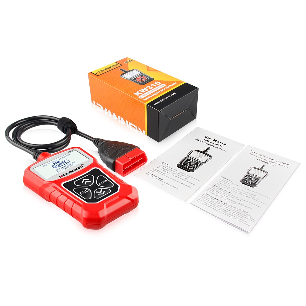 Konnwei kw310 obd2 Máy Quét Xe Hơi Khuếch Đại Ngôn Ngữ Nước Nga obd 2 Cho Ô Tô Ov2 Tốt Hơn elm327