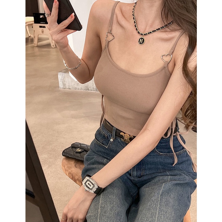 Áo Hai Dây Khóa Hình Trái Tim 2022 Mới Quyến Rũ Cho Nữ