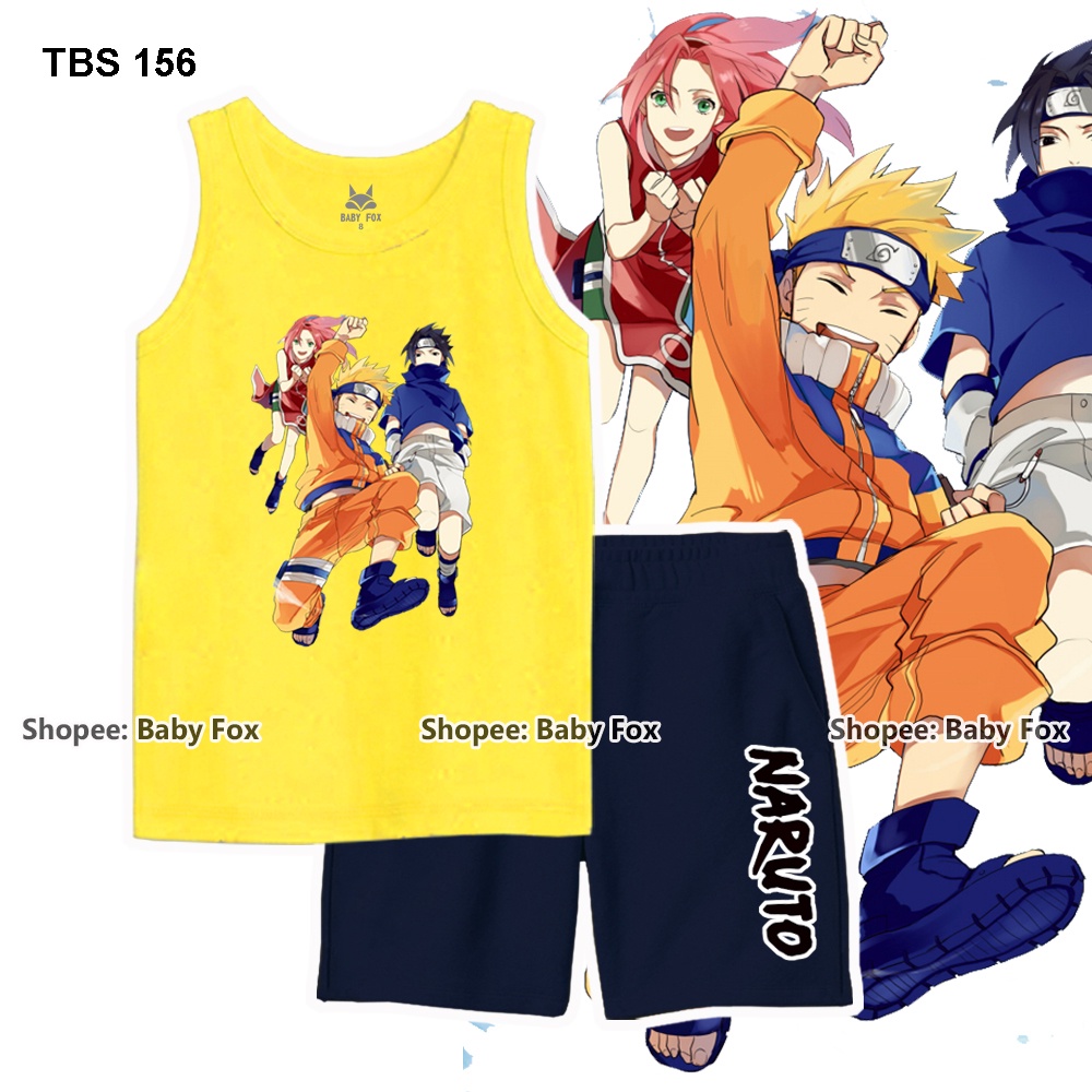 Bộ sát nách bé trai 100% cotton, BABY FOX, hình Dragon Ball, Songoku size 10-55kg k