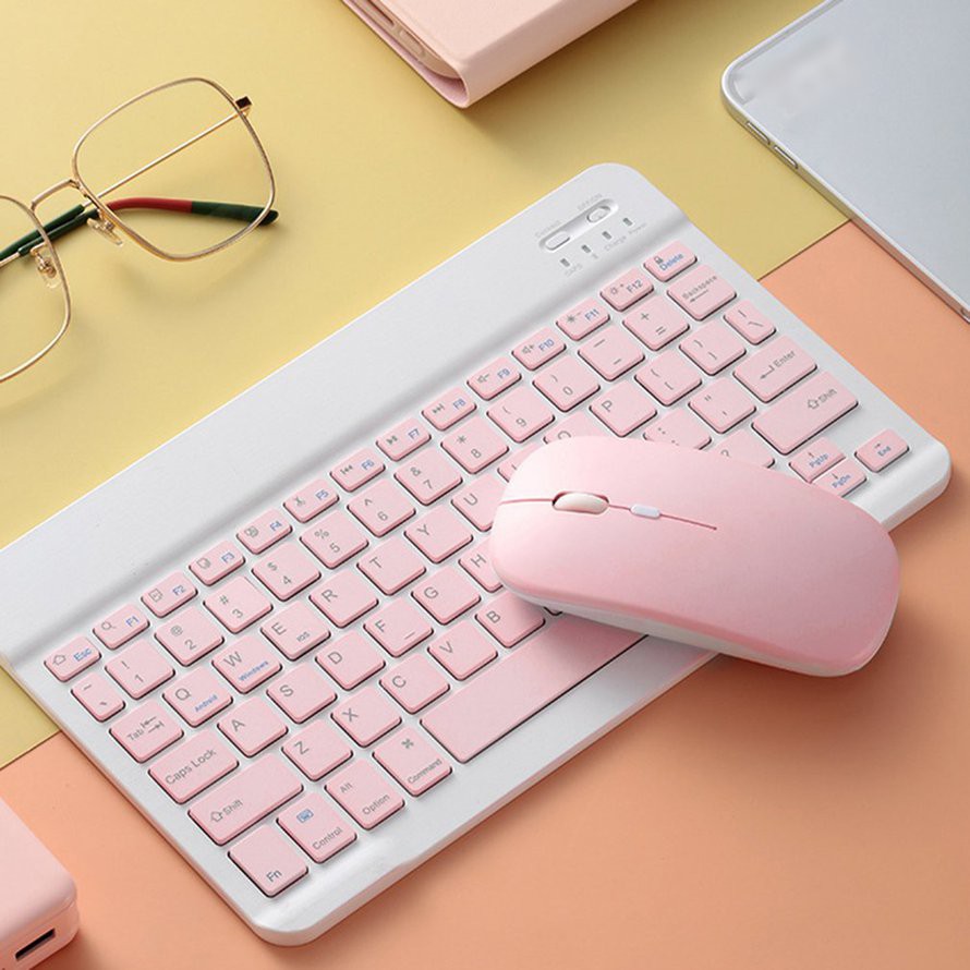Bàn phím 7/10 Inch+chuột không dây  Bộ bàn phím và chuột máy tính Bluetooth nhỏ gọn cho iP/iPad/máy tính bảng /điện thoại/PC