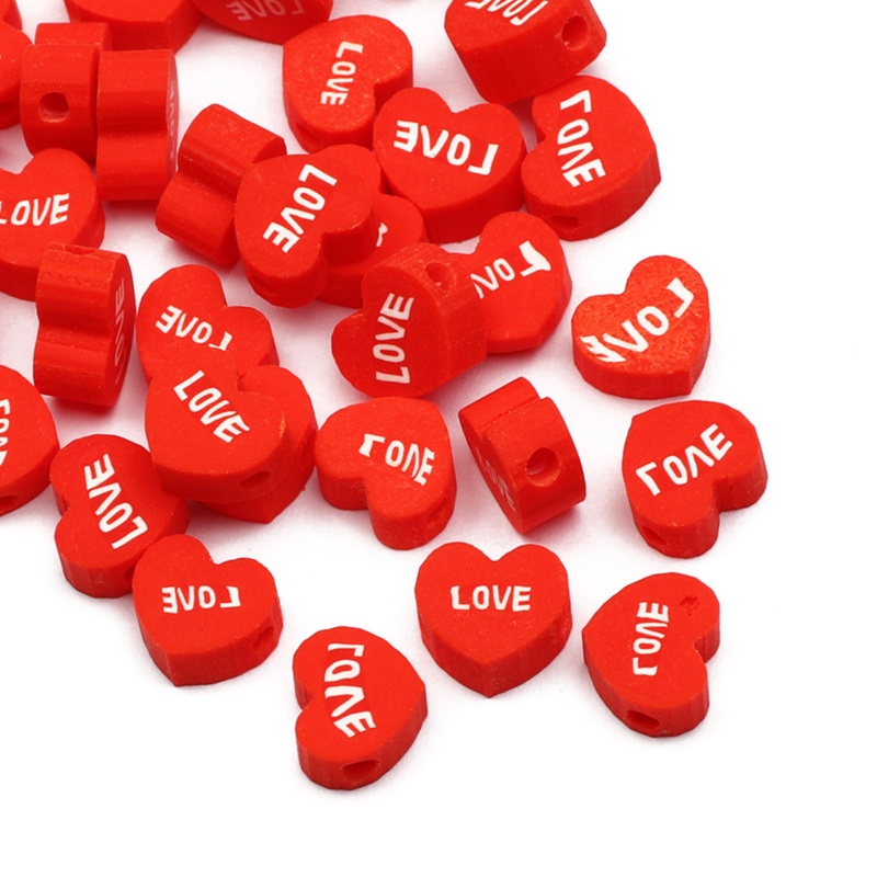 Set 50 / 100 Hạt Xỏ Lỗ Hình Trái Tim Nhiều Màu Sắc Dùng Để Làm Đồ Trang Sức