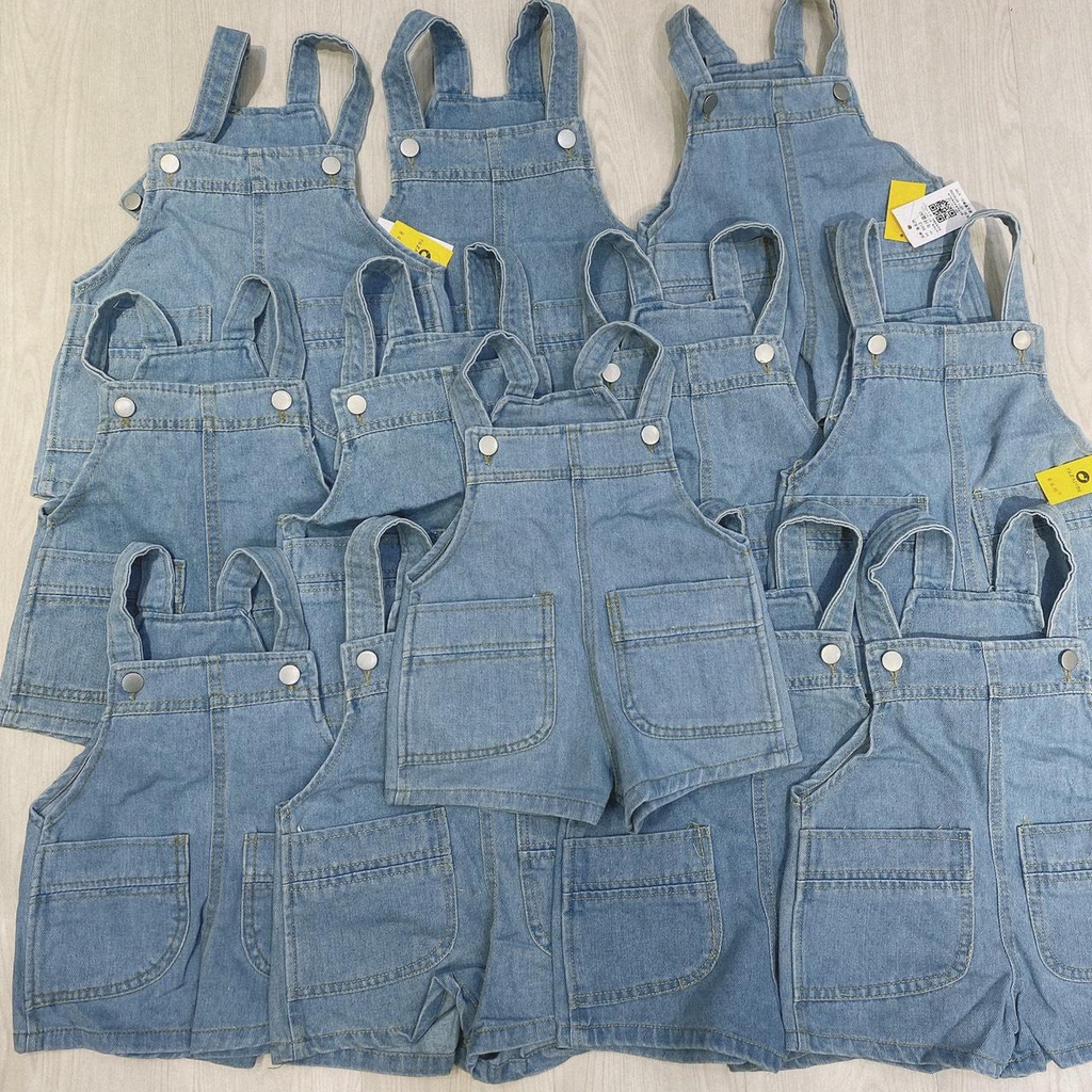 Yếm jean hai túi đắp đáng yêu cho bé trai, bé gái