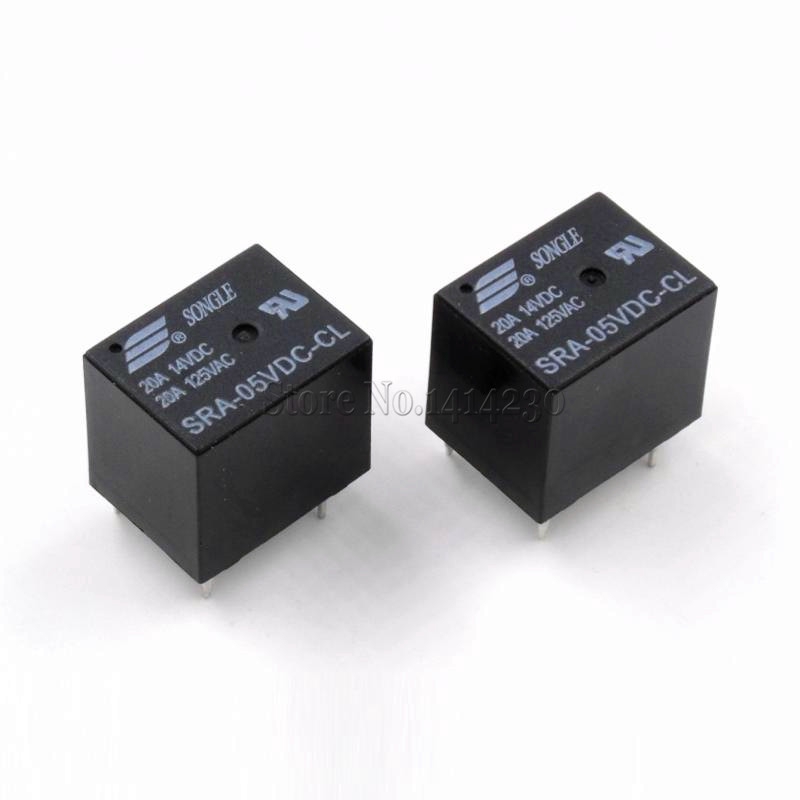 5Pcs 5V 12V 24V 20A DC Power Relay SRA-05VDC-CL SRA-12VDC-CL SRA-24VDC-CL 5Pin PCB Type In stock Black Automobile relay | BigBuy360 - bigbuy360.vn