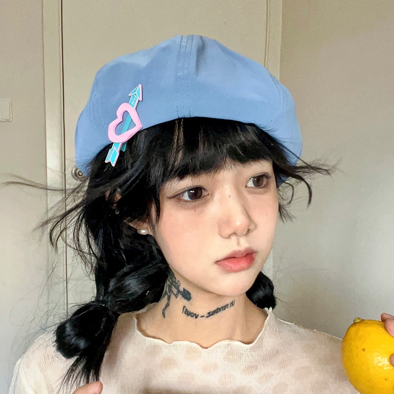 Mũ beret vải nhung màu trơn phong cách Hàn Quốc