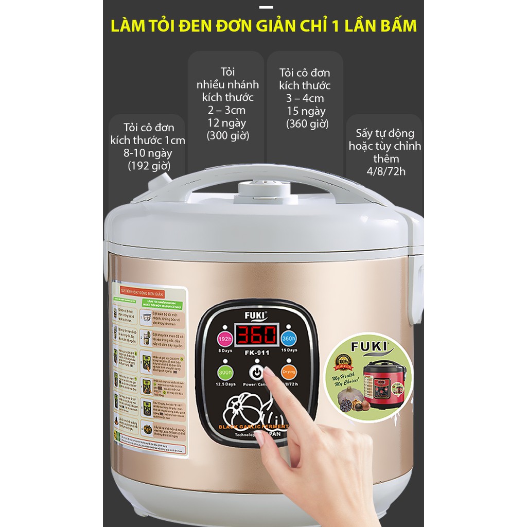 Máy làm tỏi đen Nhật Bản Fuki 6L FK-911 dòng tuỳ chỉnh (Vàng Gold)