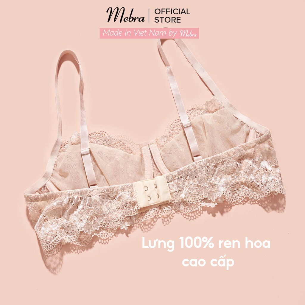 Set đồ lót ren hoa nude đậm áo có gọng quần tam giác đáy cotton co giãn cao cấp gợi cảm Mebra A035+Q045 | BigBuy360 - bigbuy360.vn