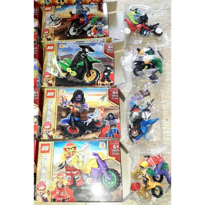 Lắp ráp 1 hộp LegoNinja khiêng Rồng và xe mô tô 98072 có nhiều chi tiết bằng nhựa