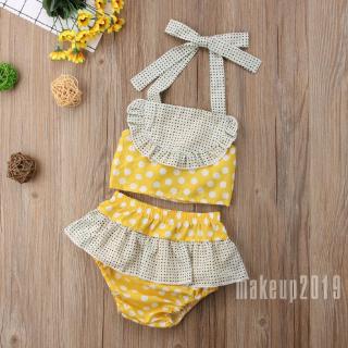 Mu♫-Toddler Baby Kids Girls Polka Dot Bikini Swimwear Swimming Bathing Suit Swimsuit