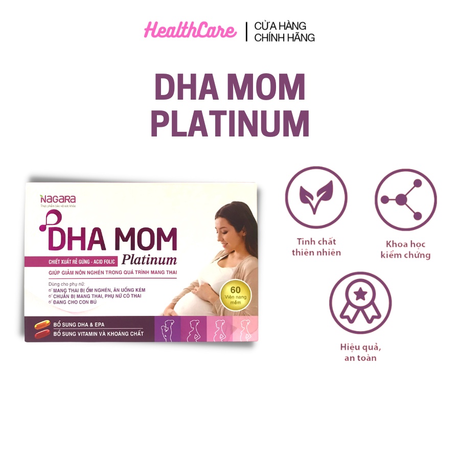 Bổ Bầu DHA Mom Platinum - Bổ Sung DHA, Sắt, Axit Folic và Đầy Đủ Vitamin Cho Cả Bà Bầu và Bé