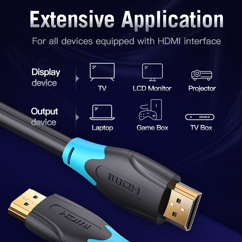 Cáp kết nối Vention Tivi Video HDMI 4K 3D 1080P dành cho TV LCD/màn hình máy chiếu PS4/3 Xbox/máy tính bàn