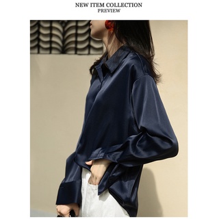 Áo Sơ mi Nữ Basic Cổ Polo Dài Tay Chất Lụa Công Sở Cao Cấp Kiểu Dáng Hàn Quốc