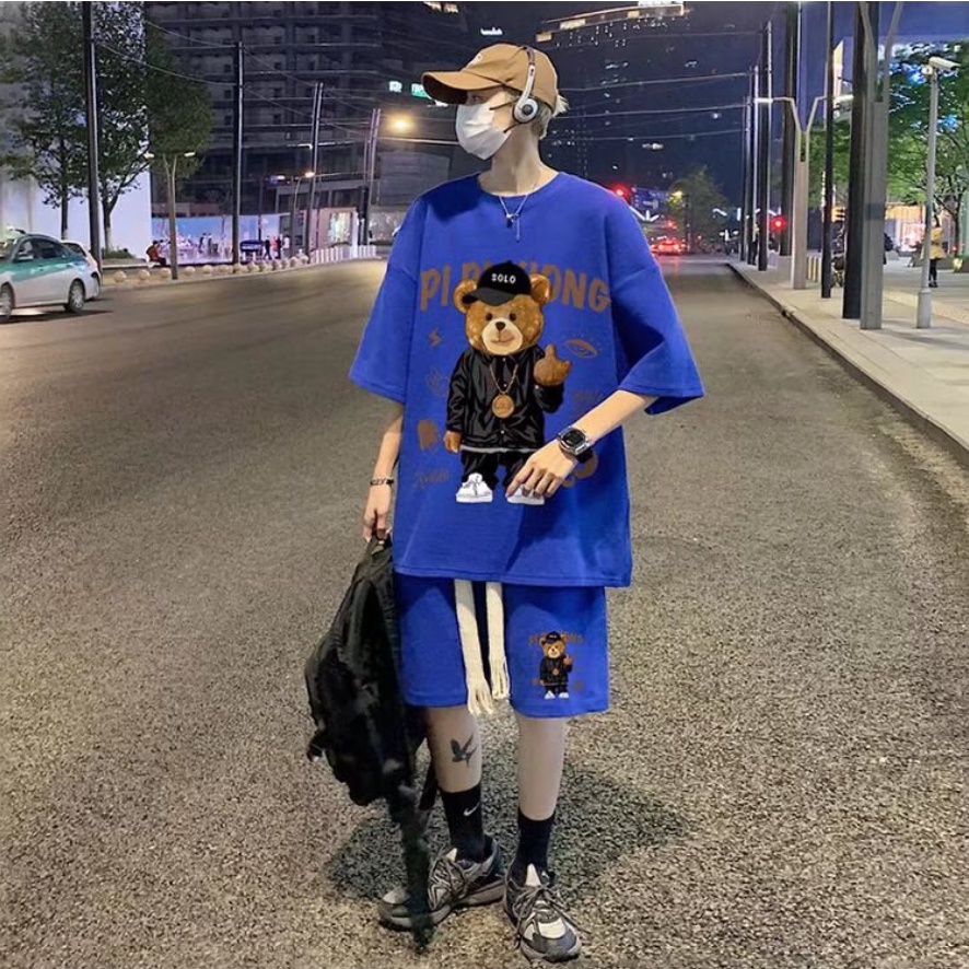 đồ bộ nam from rộng đồ bộ thể thao nữ unisex bộ thể thao nam mùa hè thời trang Quần áo nam chất đũi cao cấp Set đồ nam bông bộ thể thao nam