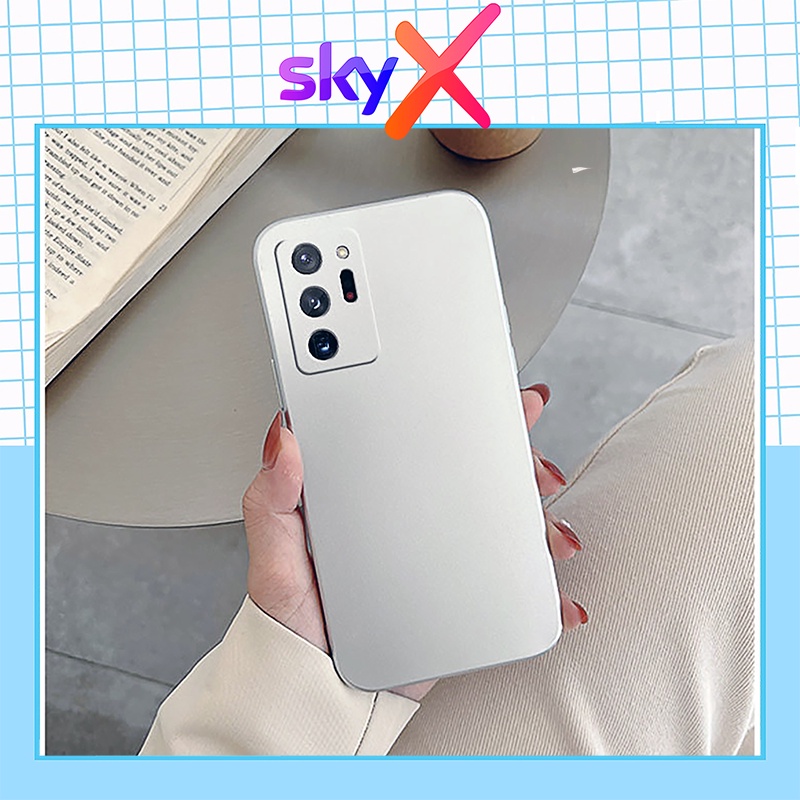 Ốp lưng SAMSUNG viền vuông mạ màu bạc kim loại sáng bóng Note 8 Note 9 Note10 Note10 plus Note 20 Note 20 Ultra