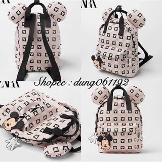 Balo zara mickey hoạ tiết caro hồng cho bé hàng xuất chuẩn tag