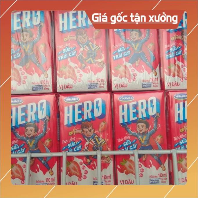 [ICLN9 giảm 5K cho đơn hàng 50k]  Lốc 4 hộp 110ml Sữa Trái Cây Hero Vinamilk vị dâu