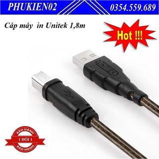 Dây cáp máy in unitek 1,8m y-c 419a 2 đầu chống nhiễu chuẩn usb 2.0