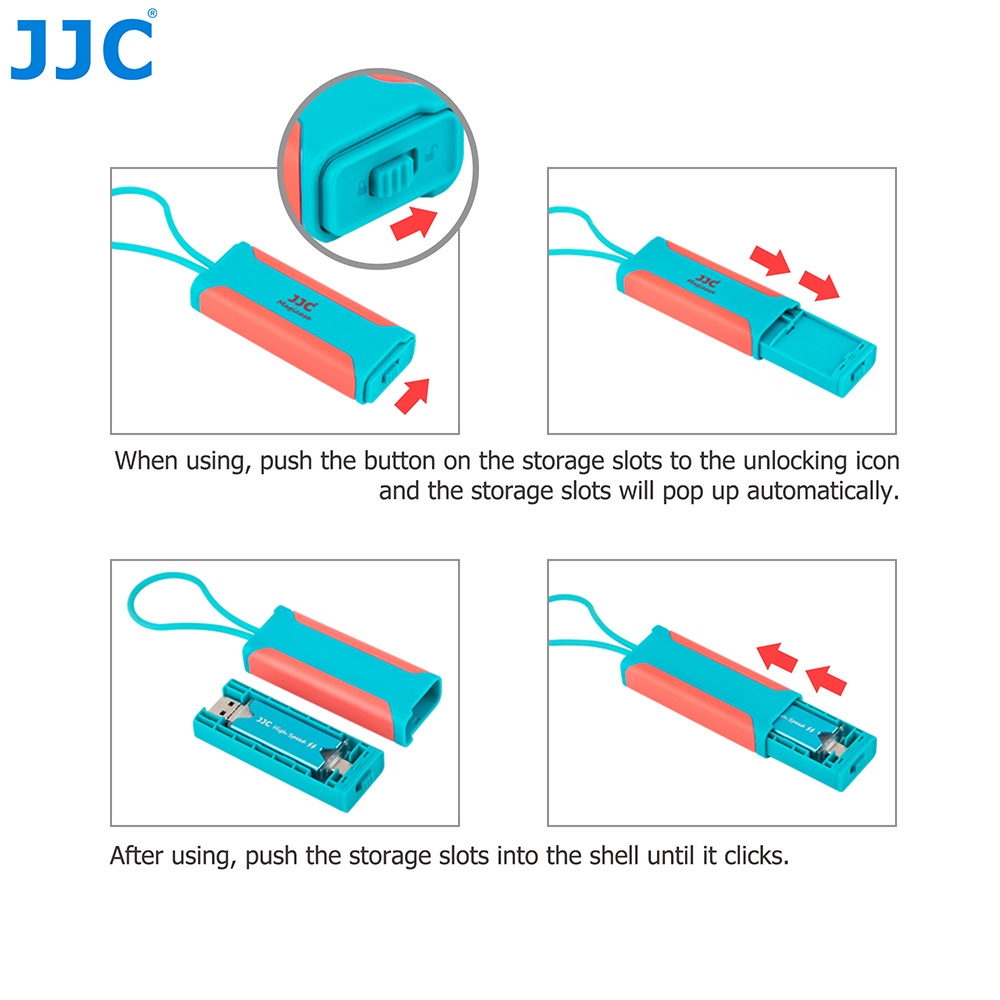 Đầu đọc đa thẻ JJC cho PC/điện thoại 3 trong 1  với hộp đựng thẻ nhớ cho SD MSD/TF