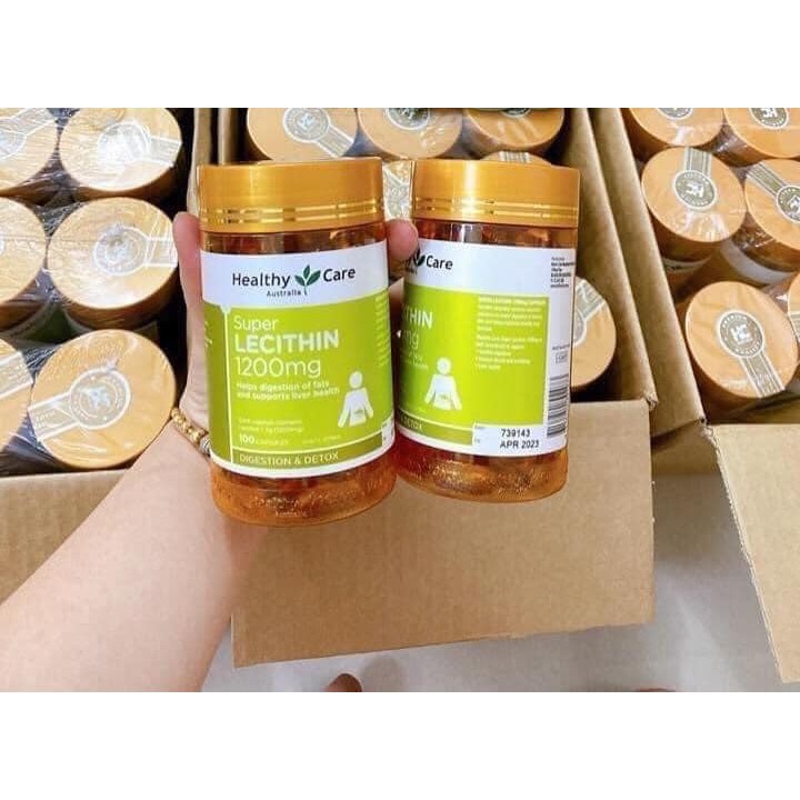 Viên uống Mầm đậu nành Super Lecithin 1200mg 100 viên Healthy Care của Úc - Làm đẹp da, cải thiện sức khỏe