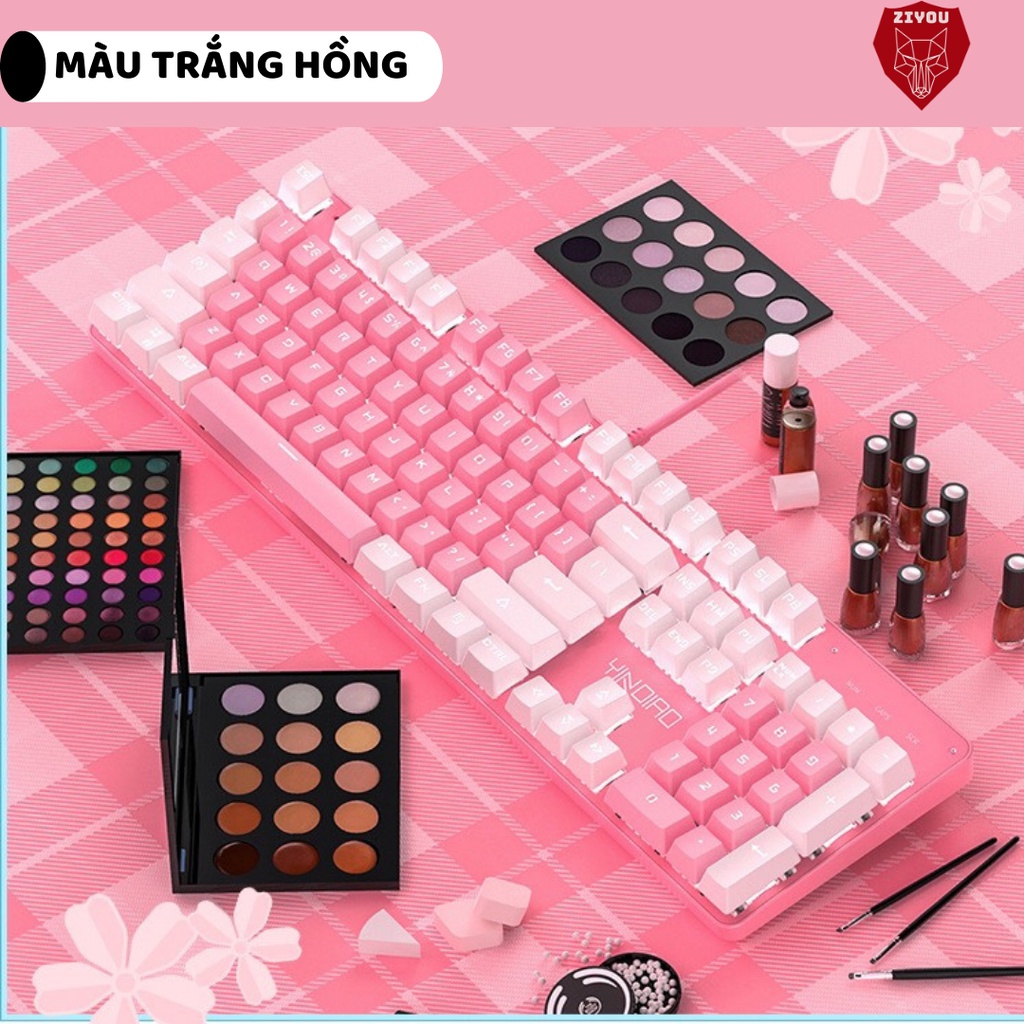 Bàn phím cơ gaming có dây ZIYOU T900 màu hồng cực xinh, có LED RGB 10 chế độ khác nhau, cho máy tính, PC, Latop