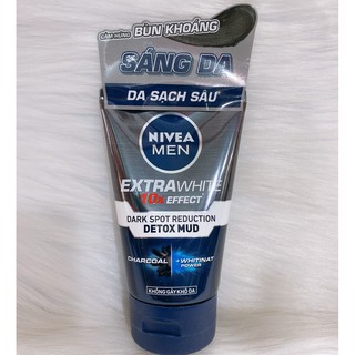 Sữa rửa mặt Sữa rửa mặt Nivea Men Extra White 10X Effect (Detox Mud) bùn khoáng giúp sáng da & kiểm soát nhờn 100ml